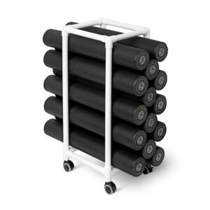 Foam roller rack i PVC med hjul (Hvid)