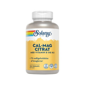 Solaray Cal-Mag Citrat m. D- og K2-vitamin 150 kaps.